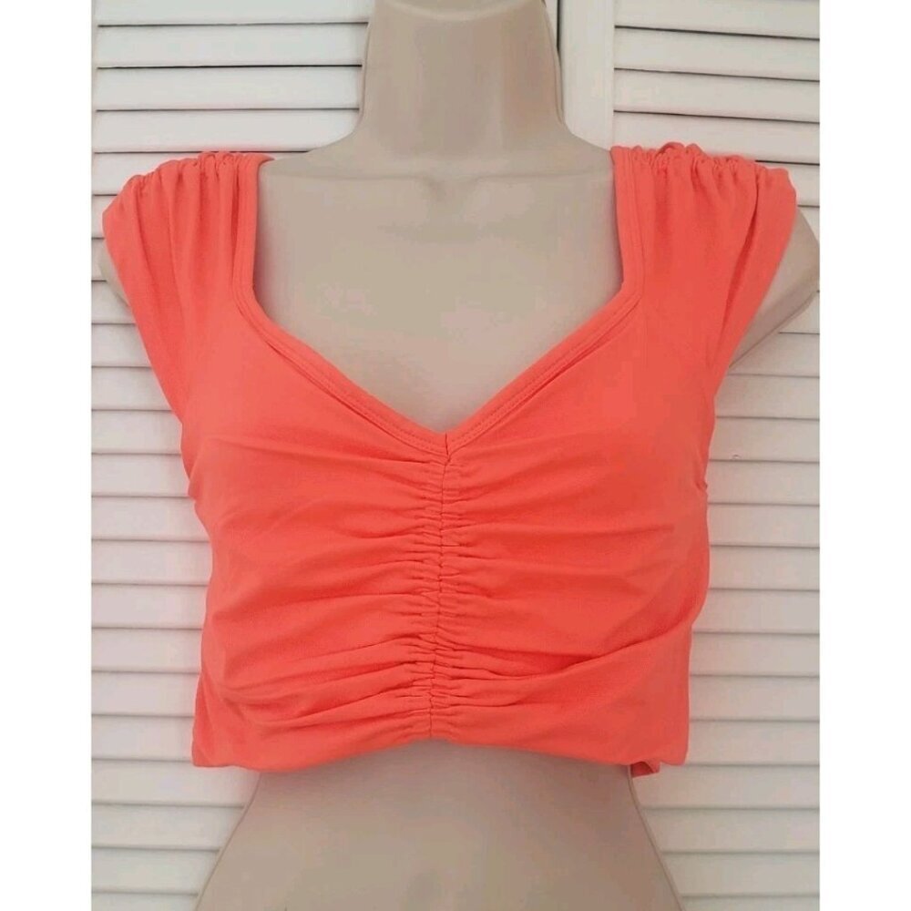 NEW FREE PEOPLE MOVEMENT BREATHE DEEPER CROP TANK BLOOD ORANGE MEDIUM - Picture 3 of 9